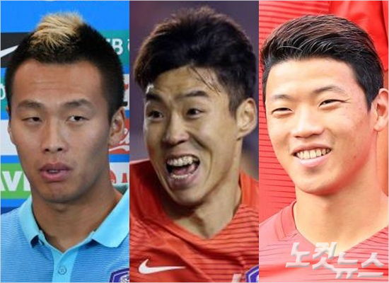 울리슈틸리케축구대표팀감독이발탁한김신욱과이정협,황희찬(왼쪽부터)까지3명의공격수는각기다른장점을앞세워캐나다,우즈베키스탄과A매치2연전에서출격명령을기다리고있다.(사진=노컷뉴스DB)