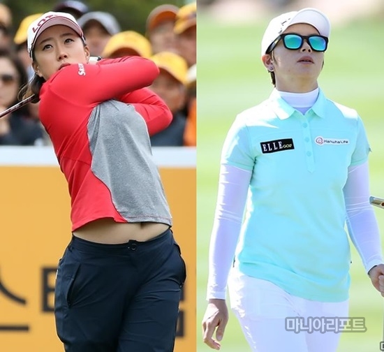김해림(왼쪽)과지은희.마니아리포트자료사진.