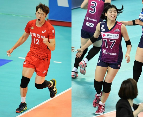 한국전력전광인과흥국생명이재영은2016~2017NH농협V-리그2라운드에서남녀부최고의활약을펼친선수로선정됐다.(사진=한국배구연맹제공)
