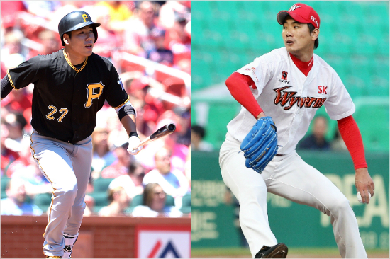 피츠버그강정호(사진왼쪽)과SK김광현(사진=노컷뉴스DB,SK와이번스제공)