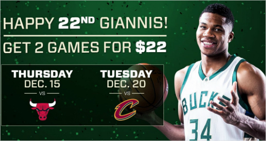 밀워키벅스가아데토쿤보의22번째생일을맞아티켓할인행사를진행한다.그만큼아데토쿤보에게거는기대가크다.(사진=밀워키벅스트위터)