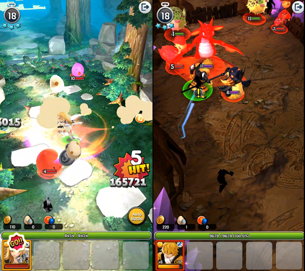 최전방에서 싸우는 검사(왼쪽)와 전사.