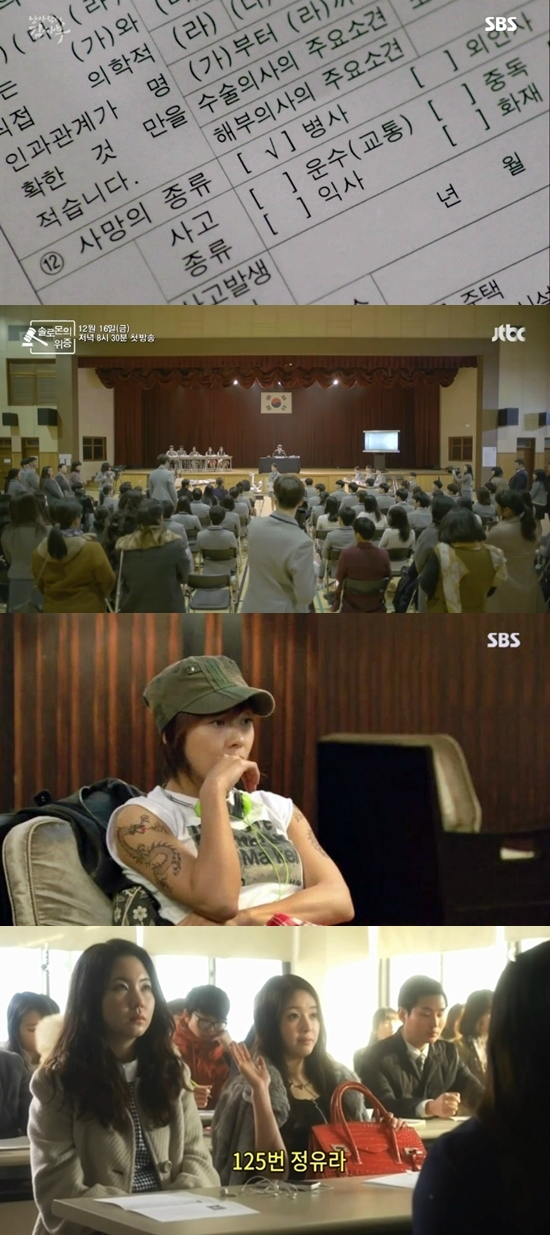 SBS'낭만닥터김사부'에는비선실세최순실씨와백남기농민죽음을떠올리게하는안하무인'부자엄마'와가짜사망진단서가등장했다.JTBC'솔로몬의위증'은가만히있으라는어른들과가만히있지않는아이들의'죽음추적기'를그렸다.SBS'시크릿가든'의여주인공길라임배역은박근혜대통령과의공통점이많아화제가됐으며,JTBC'밀회'에는최순실씨딸정유라씨와동명인캐릭터와차움병원이나와'예언드라마'로재조명됐다.(사진=각드라마캡처)