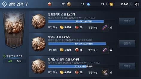 힘을 모아 혈맹업적을 달성하면 혜택도 모두가 받는다