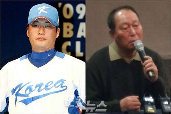 '결국꺼내든오승환카드'김인식WBC야구대표팀감독(오른쪽)이11일선수단예비소집뒤기자회견에서오승환의발탁소식을전하고있다.(사진=노컷뉴스)