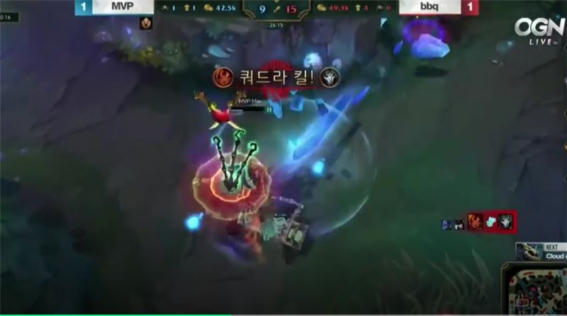 '크레이지' 김재희의 쉔이 점멸 도발을 통해 쓰레쉬를 묶어 놓은 장면(사진=네이버 스포츠 VOD 캡처).