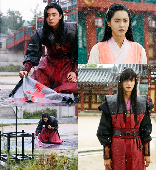 ‘화랑(花郞)’ 박서준 박형식 고아라, 빗속의 3인 포착 ‘긴장폭발’