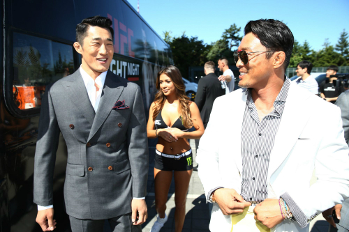 2015년UFC서울대회기자간담회에참석한김동현과추성훈.자료사진