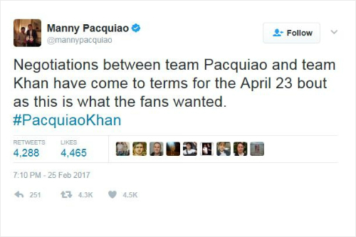 사진=파퀴아오트위터캡처