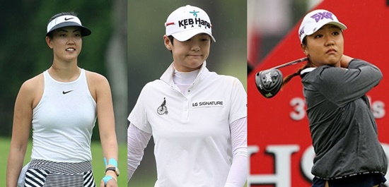 3라운드의미셸위,박성현,리디아고(왼쪽부터).싱가포르=김상민기자