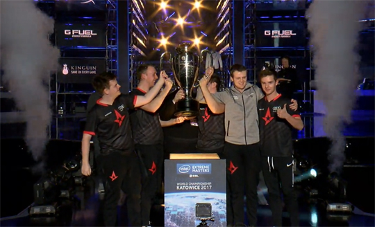 IEM 시즌11 월드 챔피언십에서 우승한 아스트랄리스.(사진=IEM 중계 캡처)