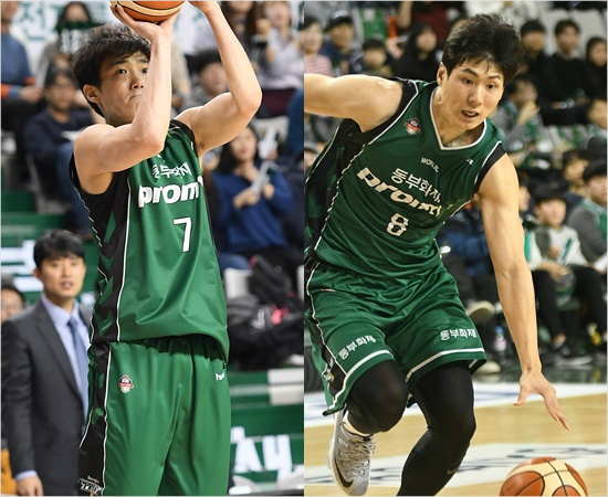 '윤호영공백걱정마세요'동부주축윤호영의부상공백을메울후보로꼽히는이지운(왼쪽)과김창모.8일안양KGC인삼공사와홈경기에서도알토란활약을펼쳤다.(자료사진=KBL)