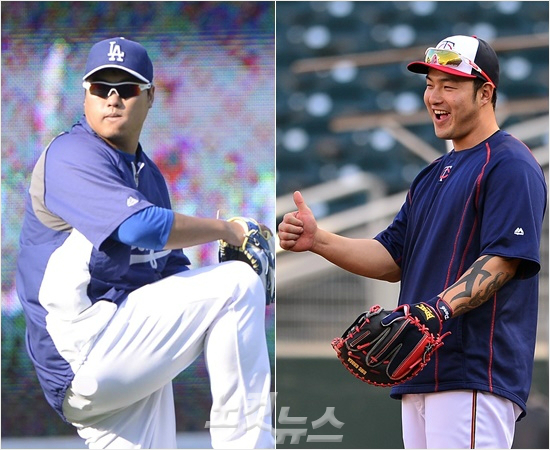올시즌부상에서벗어나부활을노리는LA다저스류현진(왼쪽)과미네소타박병호.최근현지언론의전망은엇갈리고있다.(자료사진=노컷뉴스DB)