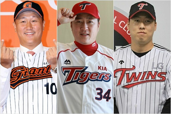 'WBC부진잊어주세요'프로야구최고인기구단인롯데,KIA,LG는지난스토브리그에서각각이대호(왼쪽부터),최형우,차우찬을영입하는등전력보강요인으로올시즌성적향상을노리고있다.(자료사진=롯데,KIA,LG)