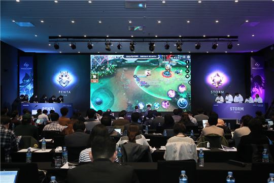 '펜타스톰' 미디어 쇼케이스에서 열린 이벤트 매치(제공=넷마블).