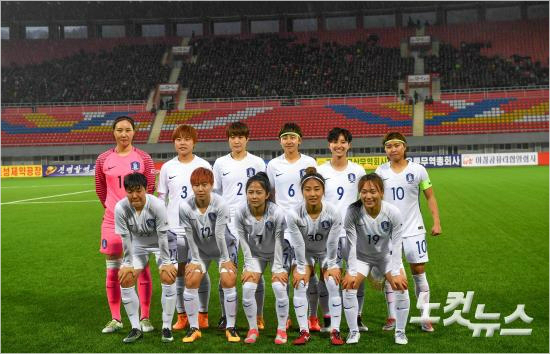 여자축구대표팀.(평양(북한)=사진공동취재단)