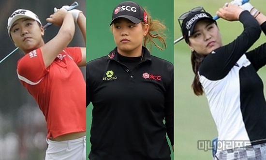 세계랭킹1위리디아고,2위쭈타누깐,3위유소연(왼쪽부터).사진=마니아리포트DB