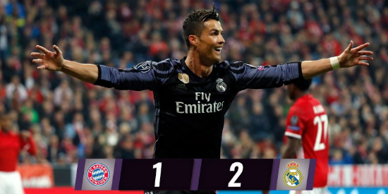 레알마드리드가에이스크리스티아누호날두의맹활약을앞세워바이에른뮌헨에역전승을거뒀다.(사진=레알마드리드트위터캡처)