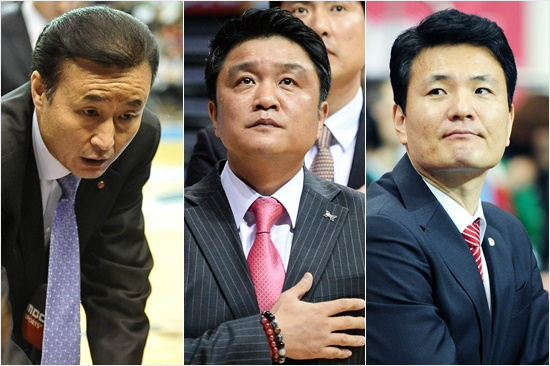 '떠날까,남을까'올시즌을끝으로계약이만료되는사령탑들중LG김진감독(왼쪽부터)의재계약이불발된가운데전자랜드유도훈,동부김영만감독의거취에팬들의관심이쏠린다.(자료사진=KBL)