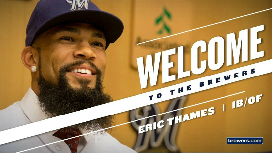 미국메이저리그밀워키의에릭테임즈(사진=밀워키트위터캡처)
