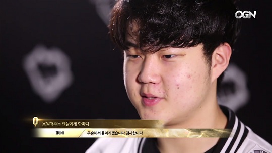 SK텔레콤의 톱 라이너 '후니' 허승훈. (사진=MSI 중계 캡처)