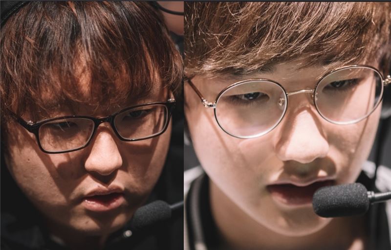 G2 e스포츠의 정글러 '트릭' 김강윤(왼쪽)과 SK텔레콤 T1의 정글러 '피넛' 한왕호.