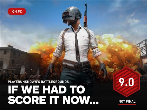 미국 게임 전문 매체 IGN은 '배틀그라운드' 스팀 얼리 억세스 버전에 대해 이례적으로 높은 평점인 9점을 부여했다.(사진 출처=IGN)