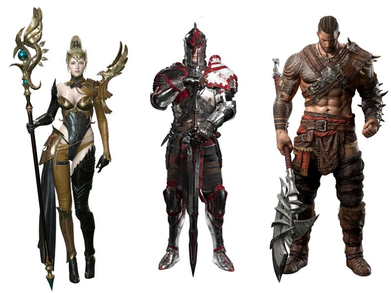 '다크어벤저3'에 등장하는 캐릭터. 왼쪽부터 마법사 '벨라', 전사 '케네스', 버서커 '헥터'.