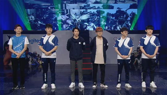 2017 오버워치 월드컵 한국대표 6인.(사진=선발식 중계 캡처)