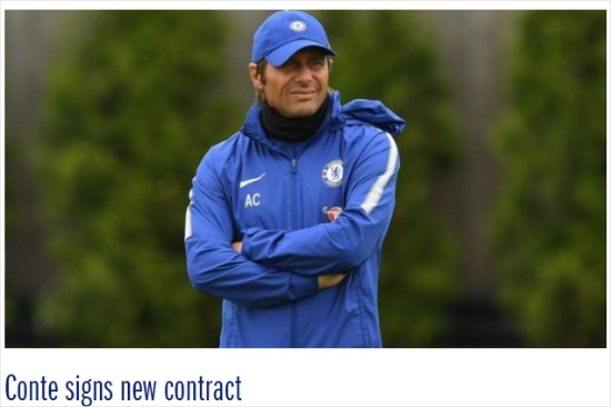 '첼시 우승 이끈' 콘테 감독 잔류, 새로운 2년 계약