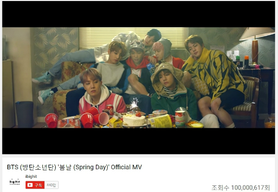 방탄소년단, 1억뷰 돌파 뮤직비디오 7편 보유