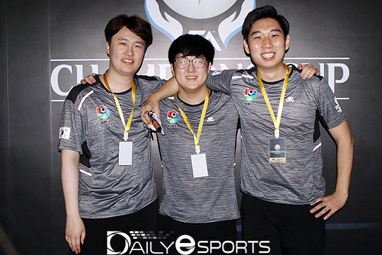 조1위로 8강에 진출한 아디다스 에이스 변우진, 정세현, 신보석(왼쪽부터).