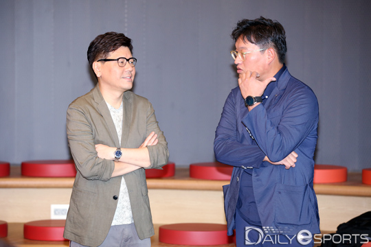 [포토] 미디어데이서 만난 이승현 라이엇 한국 대표-조만수 총장 