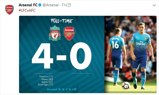 안필드서 도대체 무슨 일이? 아스널 0-4 참패