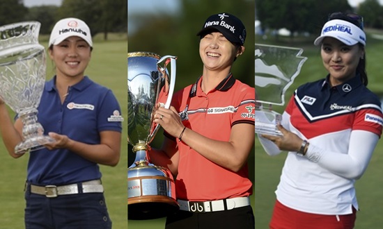 시즌3승의김인경과각각2승씩을차지한박성현과유소연(왼쪽부터).사진=AP뉴시스