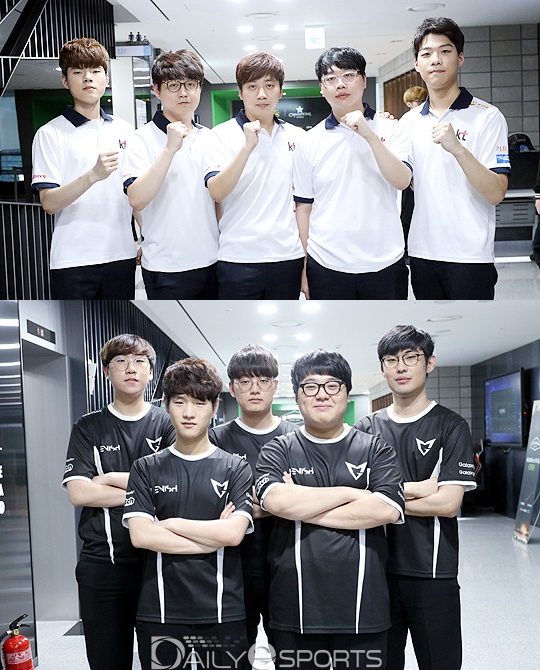 2016년과 2017년 연속 월드 챔피언십 한국 대표 선발전 최종전에서 맞붙는 kt 롤스터(위)와 삼성 갤럭시.