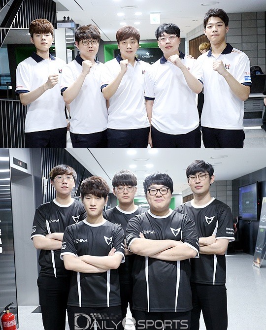 2016년과 2017년 연속 월드 챔피언십 한국 대표 선발전 최종전에서 맞붙는 kt 롤스터(위)와 삼성 갤럭시.