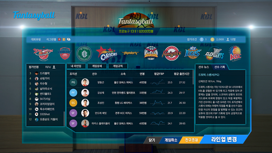 KBL 판타지 게임 '판타지 볼' 2017-2018시즌 개막