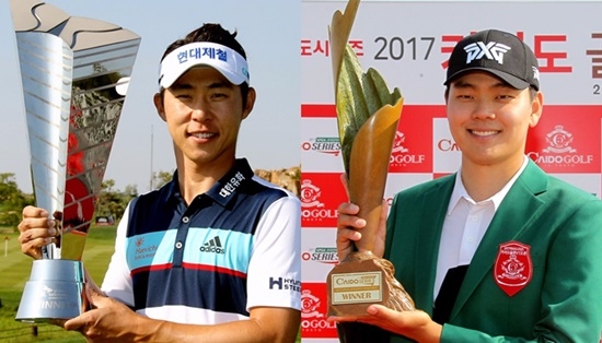각 1승씩을 거두며 대상을 정조준한 최진호(왼쪽)와 이정환. 사진=마니아리포트DB