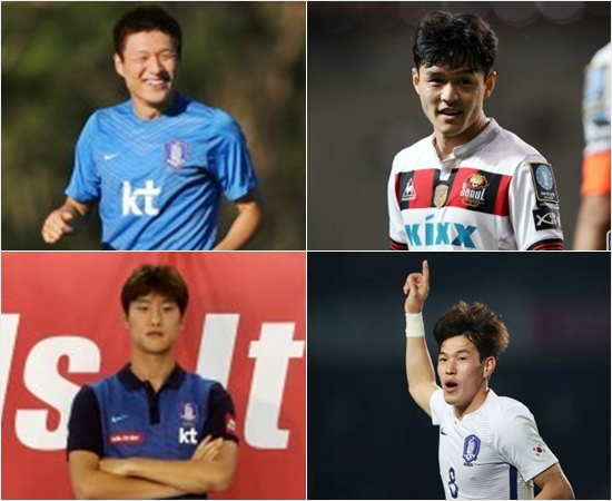 신태용 감독은 콜롬비아, 세르비아를 상대할 11월 A매치에 미드필더 이명주와 주세종, 이창민, 수비수 정승현(좌측 상단부터 시계방향)까지 4명의 새 얼굴을 발탁했다.(사진=대한축구협회 제공)