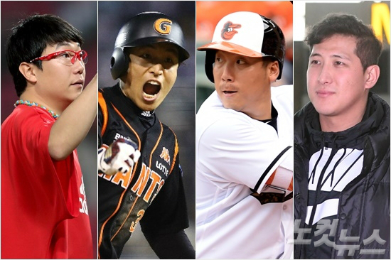 '누가 최고 몸값의 주인공 될까' 올해 스토브리그를 뜨겁게 달굴 KIA 양현종(왼쪽부터)-롯데 손아섭과 메이저리그에서 국내 복귀 가능성이 높은 김현수, 황재균.(자료사진=KIA, 롯데, 노컷뉴스DB)