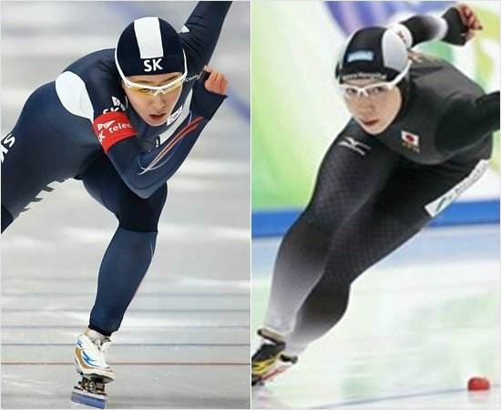 오는 11일 ISU 스피드스케이팅 월드컵 1차 대회에서 올림픽 시즌 첫 대결을 펼치는 이상화(왼쪽)와 일본 고다이라 나오.(자료사진)