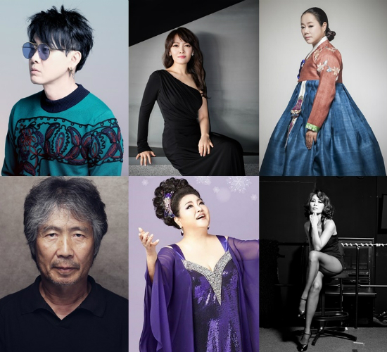 '더 마스터' 출연진. 왼쪽 위부터 시계방향으로 이승환, 임선혜, 장문희, 최정원, 윤희정, 최백호(사진=엠넷 제공)