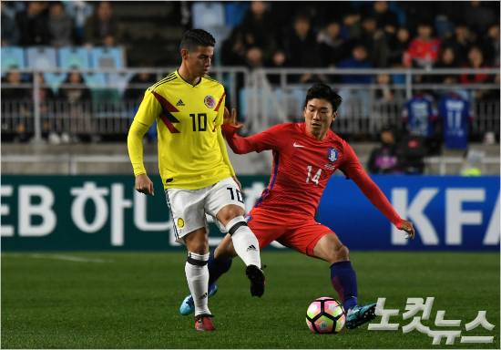 콜롬비아 축구대표팀의 '에이스' 하메스 로드리게스는 한국과 평가전 후 소속팀으로 복귀해 14일 예정된 중국전에 출전하지 않는다. 이한형기자