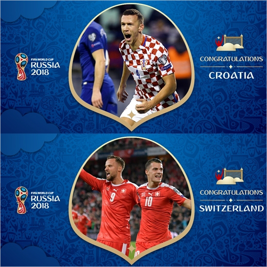 플레이오프를 거쳐 2018년 러시아 월드컵으로 향한 크로아티아와 스위스. (사진=FIFA 트위터)