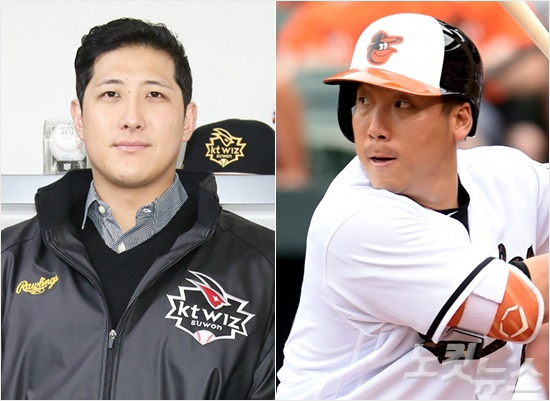 '친구야, 난 얼마면 되겠니?' kt와 4년 88억 원에 계약을 맺은 황재균(왼쪽)에 이어 또 다른 메이저리그 유턴파 김현수의 계약 규모에 관심이 쏠리고 있다.(자료사진=kt, 노컷뉴스DB)