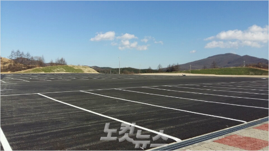 총 3600대의 차량을 수용할 수 있는 대관령 환승 클러스터 주차장.(평창=노컷뉴스)