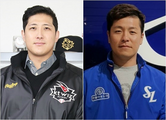 'kt의 최형우, 삼성의 장원준이 되어줘' 올해 스토브리그에서 나란히 2017시즌 최하위권에 머문 케이티와 삼성 유니폼을 입게 된 내야수 황재균(왼쪽)과 포수 강민호.(사진=케이티, 삼성)