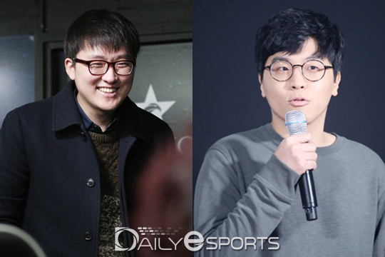 SK텔레콤 T1의 코치로 합류한 '푸만두' 이정현(왼쪽)과 '벵기' 배성웅.