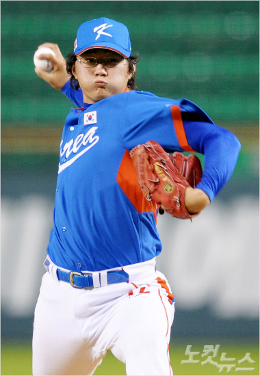 2008 베이징올림픽 야구 대표팀 당시 한기주의 모습.(자료사진=노컷뉴스DB)